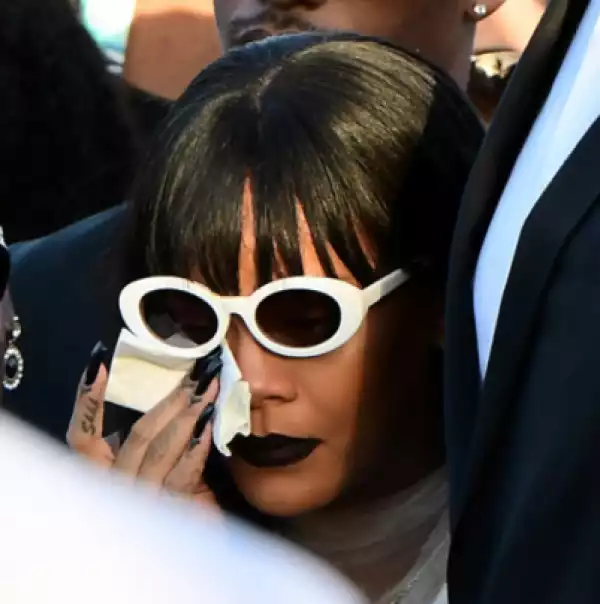 Singer Rihanna Spotted Crying As She Buries Her Cousin (Photos)
